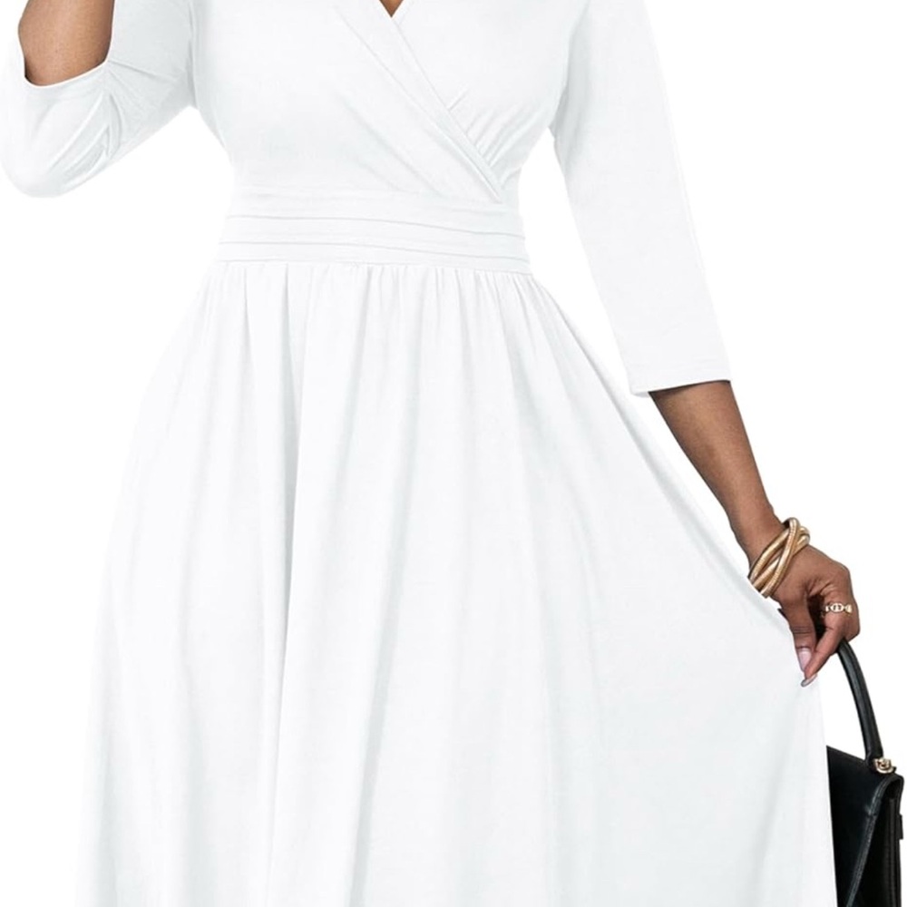 Nmoder Women's Wrap Dress Cocktail Wedding Midi Dress A-Line V Neck NWT SZ XL